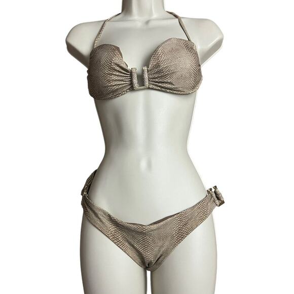 Melissa Odabash Brown Croc Print Bikini Womens Size 4 - Picture 1 of 6